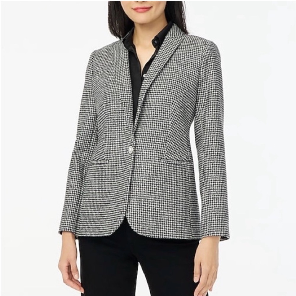 J. Crew Sparkle Houndstooth One Button Blazer Jacket Plaid NWT Size 8